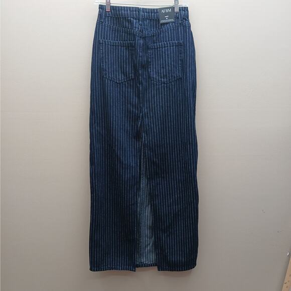 AFRM The Amiri Maxi Pencil with High Back Slit Skirt Dark Wash Blue Size 25 NWT - Picture 2 of 13